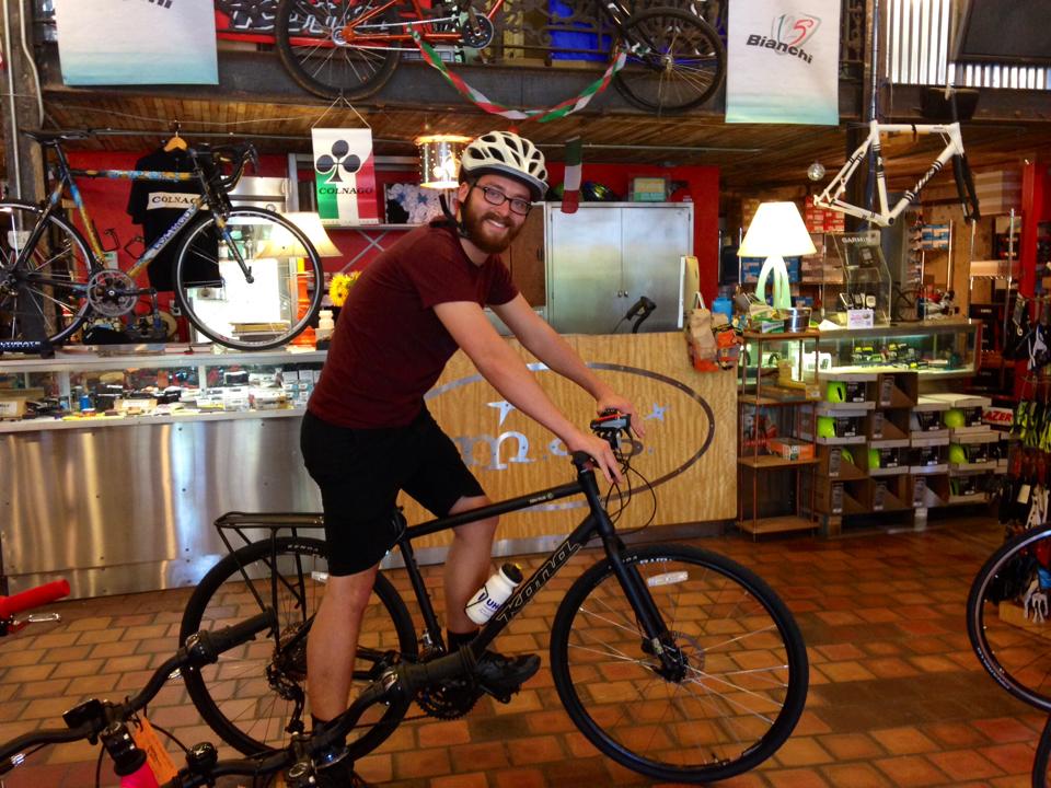 Adam with his new KONA DEW PLUS. Adam sold car and bought a bike! Looking Good!
