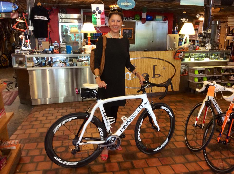 Carole with her Pinarello Dogma! Looking Good!