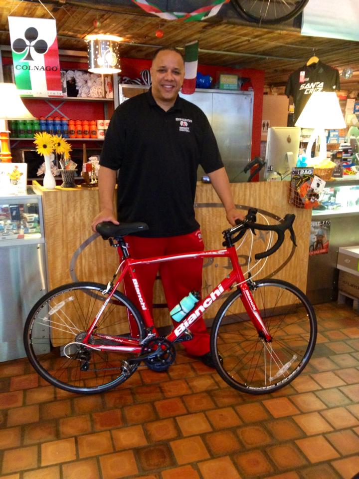 James with his new BIANCHI VIA NIRONE 7! Looking Good!