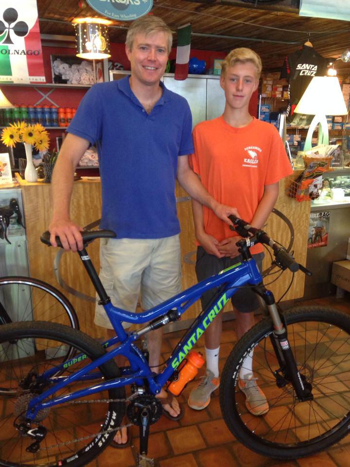 Mike and Griffin with Mike’s new Santa Cruz Superlight! Looking Good!