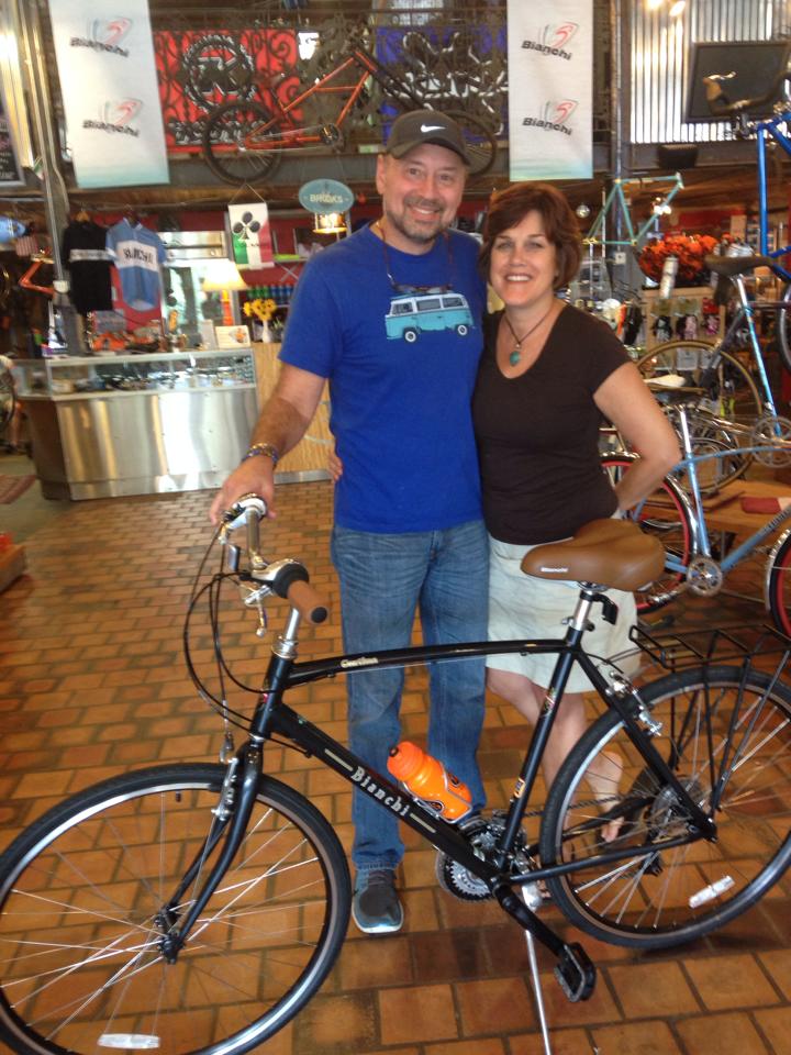 Nolo and Karen with Nolo’s new Bianchi Cortina! Looking Good!