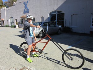Smith on the Mock Orange Bikes Chopper. Looking Good!