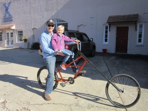 Sterling and Eleanor on the Mock Orange Bikes Chopper. Looking Good!