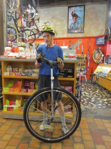 Jonathan with his new 36 inch off road Unicycle! Looking Good!