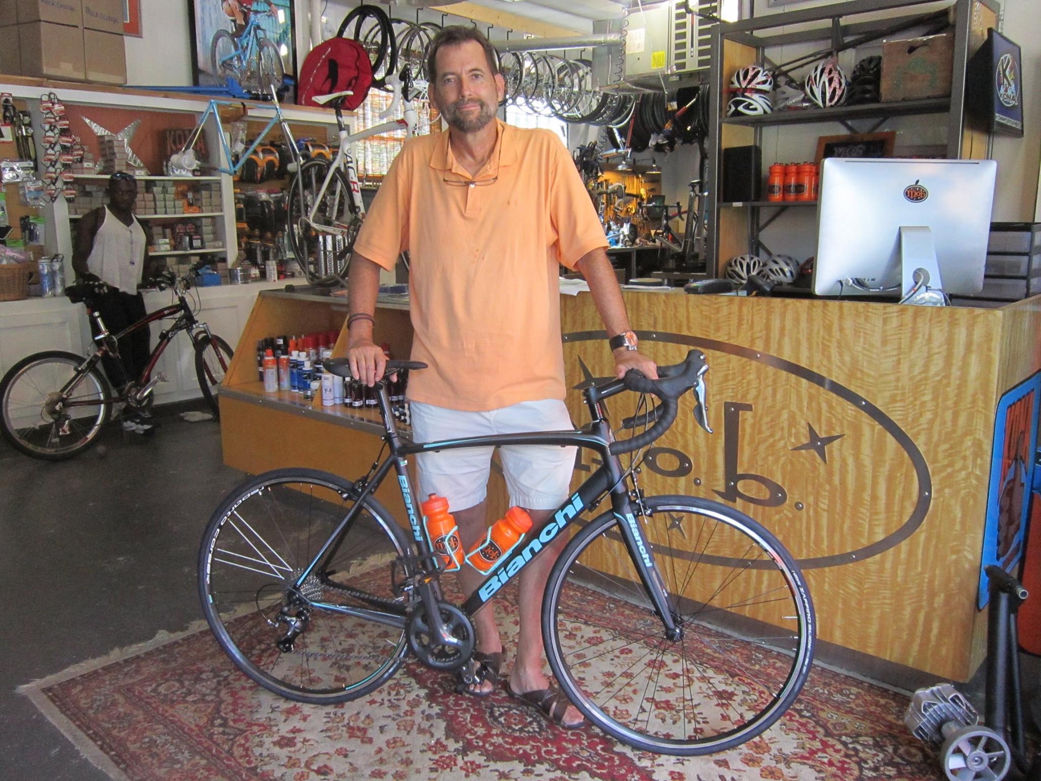 Von with his new Bianchi Impulso. He will enjoy many miles of great riding on his new Bianchi Bicycle. Looking Good!