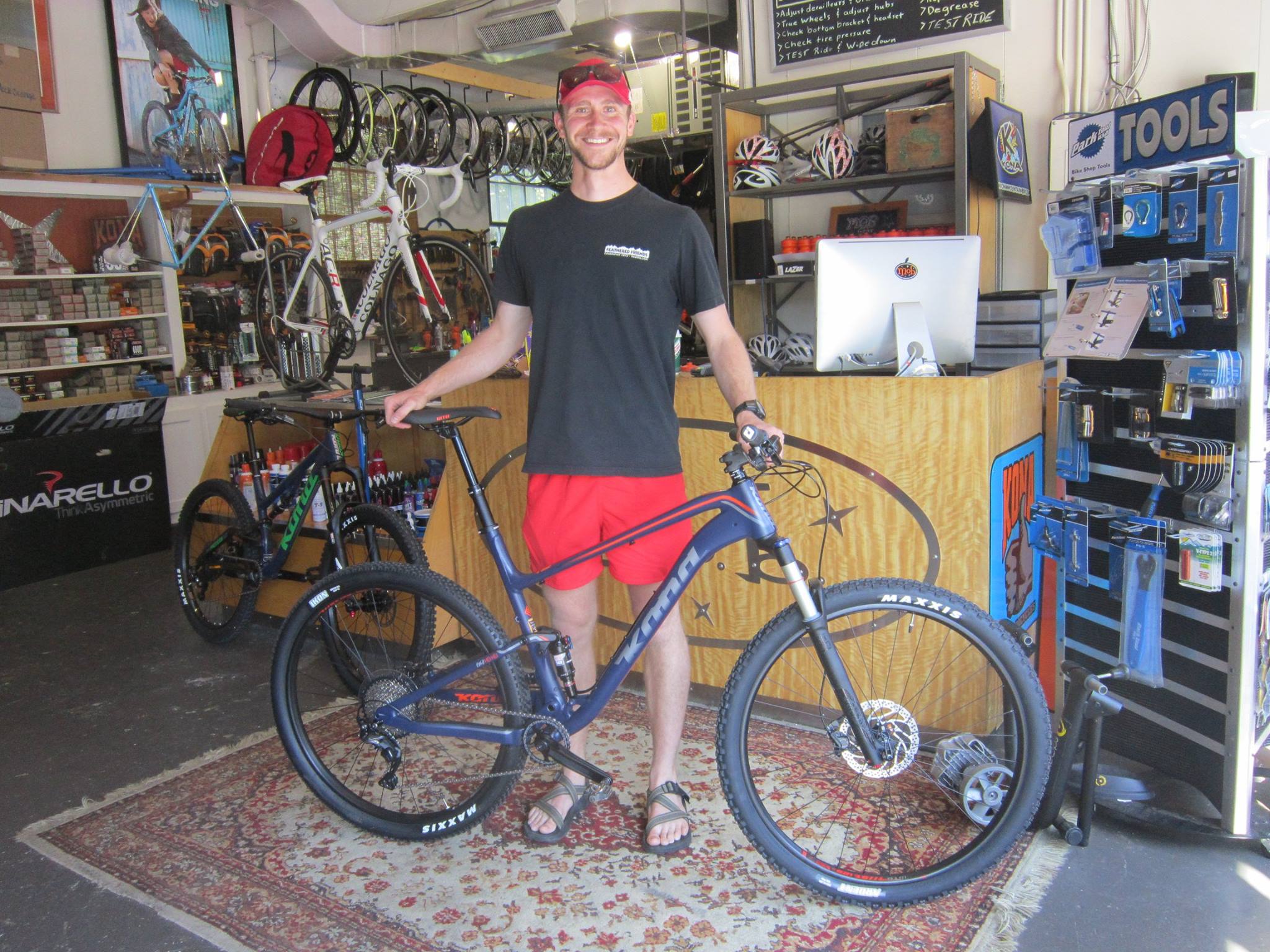 Ben with his new Kona Hei Hei. He left the shop and headed straight for some fun single track with his new Kona Bicycle. Looking Good!