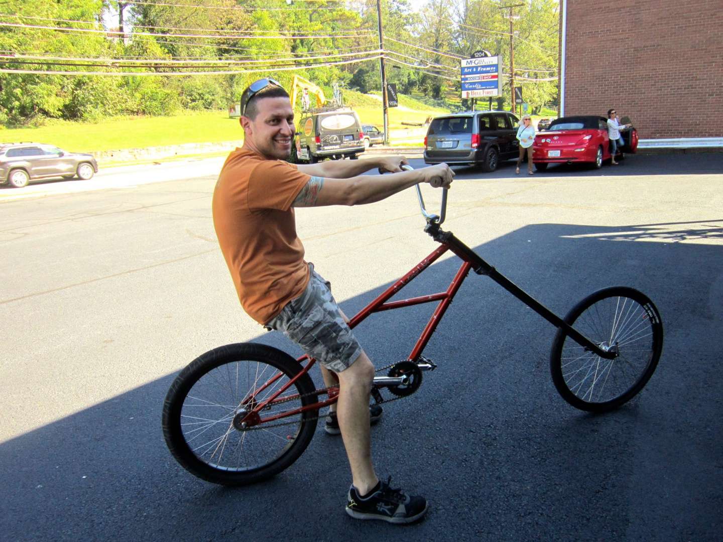 Eddie on the Mock Orange Bikes Chopper!